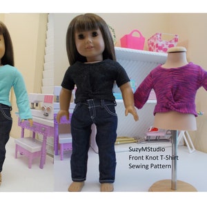 Front Knot T-shirt Sewing Pattern for 18 doll image 5