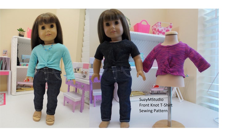 Front Knot T-shirt Sewing Pattern for 18 doll image 5