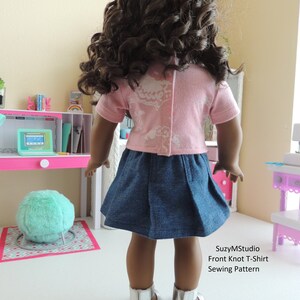 Front Knot T-shirt Sewing Pattern for 18 doll image 3