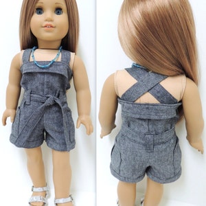 Cross-Back Romper AGD size Doll Clothes PDF Sewing Pattern for 18 inch Doll image 2