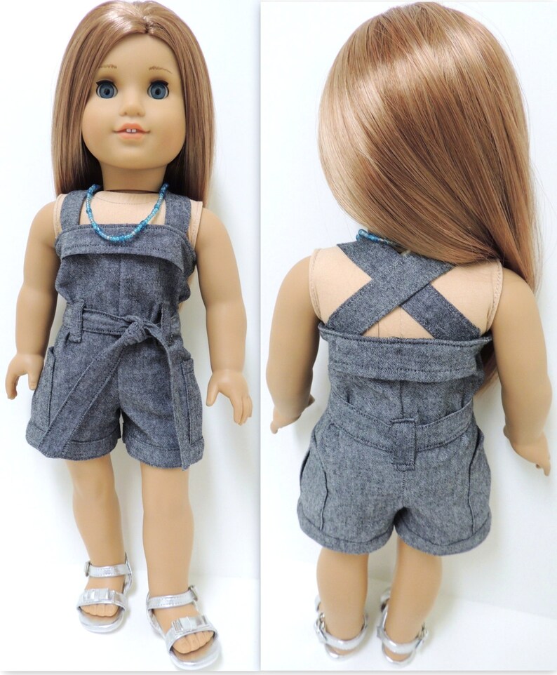 Cross-Back Romper AGD size Doll Clothes PDF Sewing Pattern for 18 inch Doll image 2