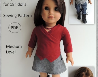 Asymmetrical T-shirt Doll Clothes Pattern for 18 Inch Doll - Etsy