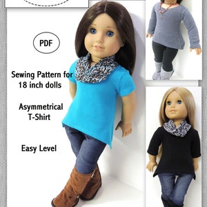 Asymmetrical T-Shirt - Doll Clothes Pattern for 18 inch Doll