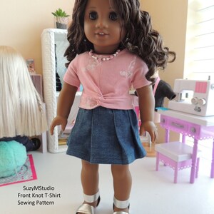 Front Knot T-shirt Sewing Pattern for 18 doll image 2