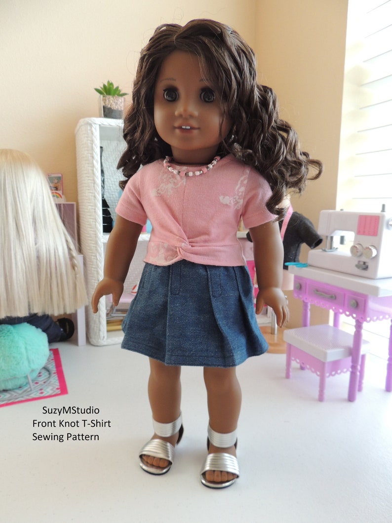 Front Knot T-shirt Sewing Pattern for 18 doll image 2