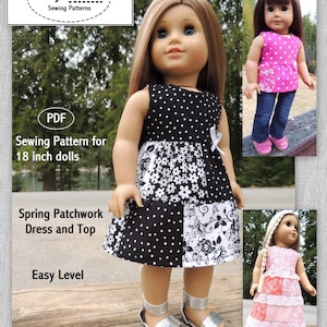 Spring Patchwork Dress and Top - Sewing Pattern for 18 inch dolls