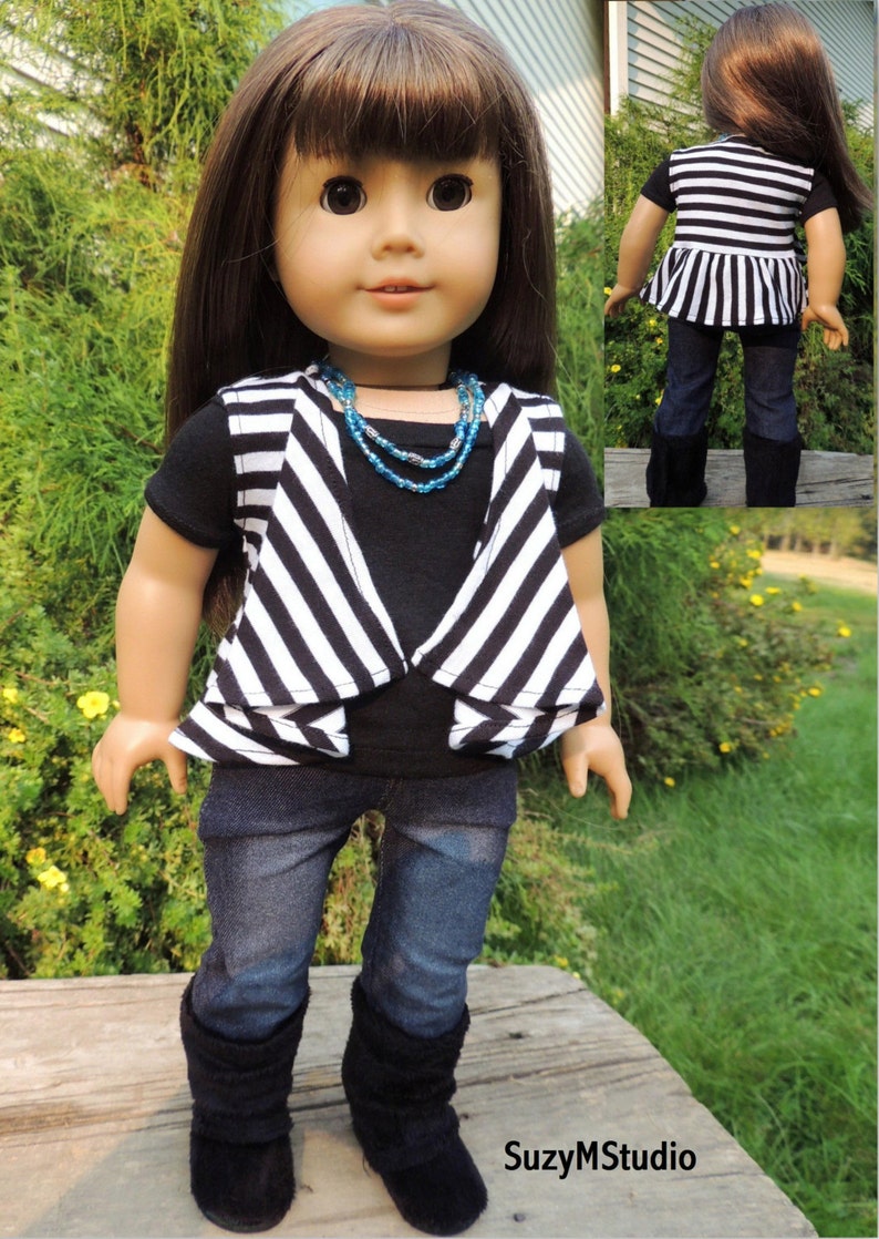 Draped Cardigan and Vest Sewing Pattern for 18 inch dolls image 2