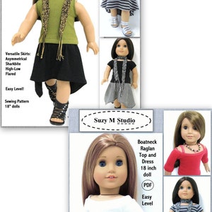 Sewing Pattern Bundle - Boatneck Raglan Top and dress and Versatile Skirts