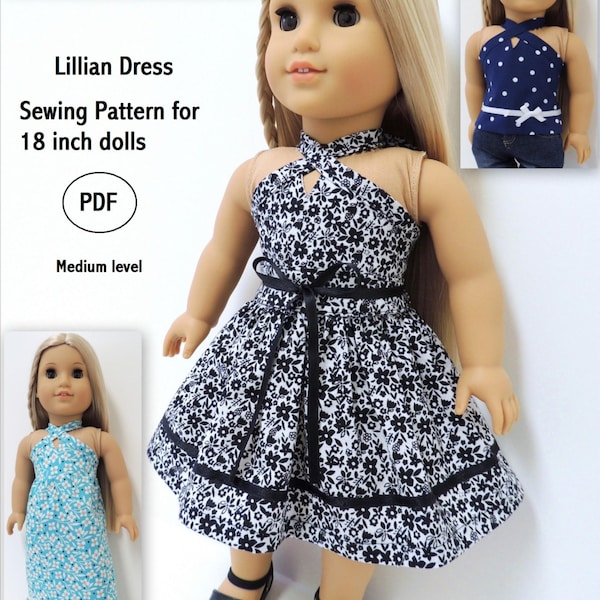 Lillian Dress and Top Pattern - PDF for 18 inch dolls