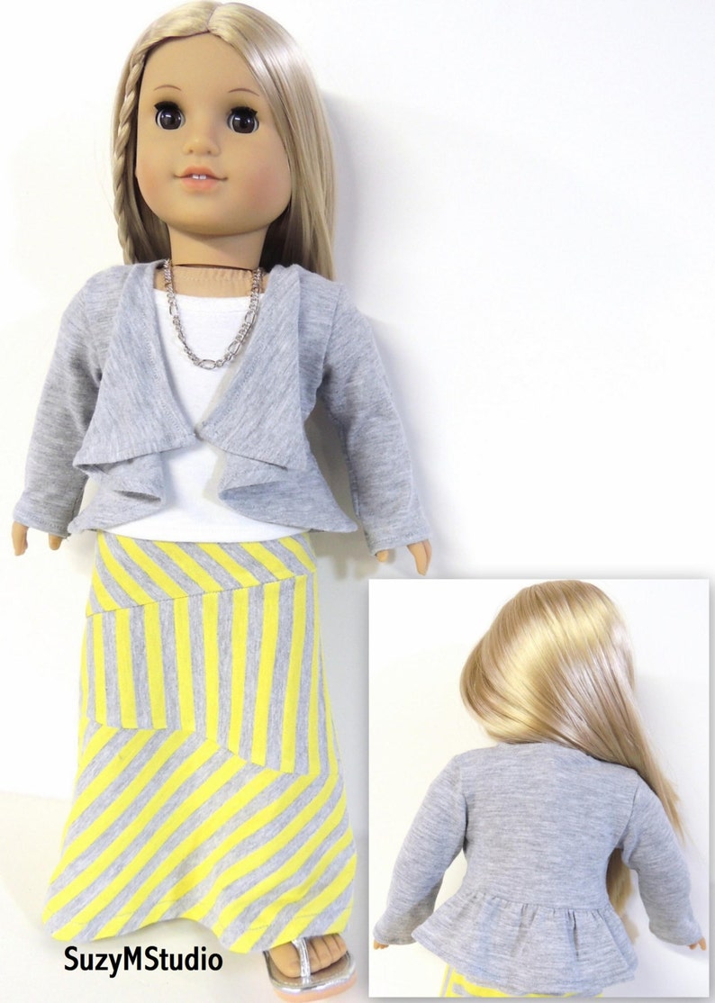 Draped Cardigan and Vest Sewing Pattern for 18 inch dolls image 4