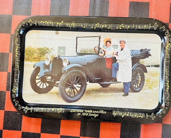 Lawrence Welk and Alice Serving Tray With a 1914 Dodge