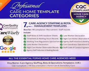 Care Agency Staffing  Rota Management Templates UK | Editable Staff Rotas, Shift Planning & HR Scheduling for Domiciliary Care Providers