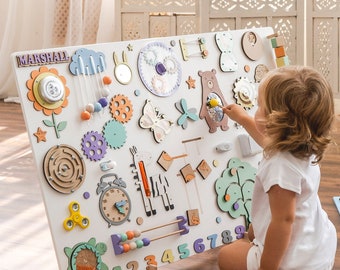 Montessori Sensory Busy Board: Toddler Activity Wall Toy