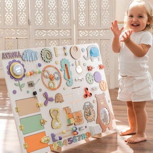 Tableau d'activités pour tout-petits, tableau d'activités Montessori, tableau d'activités en bois, tableau d'activités personnalisé, tableau sensoriel pour mur, tableau d'activités mural