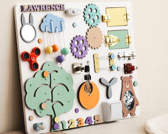 Large Montessori Sensory Busy Board: Toddler Activity Toy