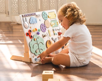 Montessori Busy Board: Personalized Sensory Toy, Toddler 1st Birthday Gift