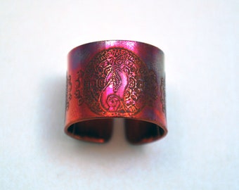 Etched Copper moongazing Hare Ring - Adjustable size
