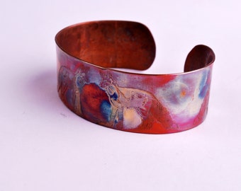 New! Etched copper fox cuff bracelet