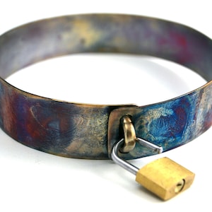 Copper Slave Collar with Art nouveau pattern and owl detail