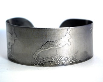 steel hares cuff, stainless steel bangle, medium surgical steel cuff