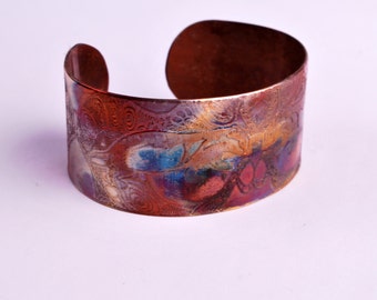 New Etched copper badger cuff bracelet