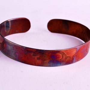 New Etched copper badger cuff bracelet, extra slim size image 1