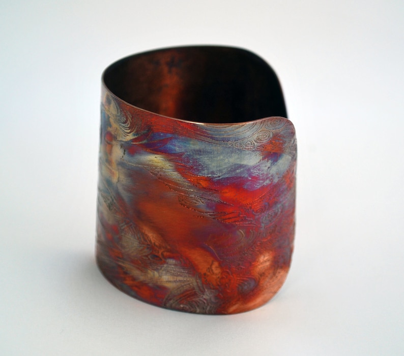 Etched copper Eagle cuff bracelet 02 Etsy