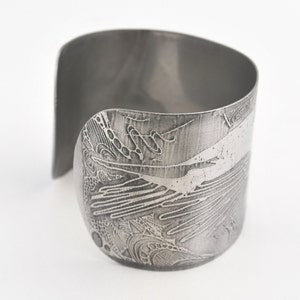 steel raven cuff, stainless steel bangle, large surgical steel cuff image 4