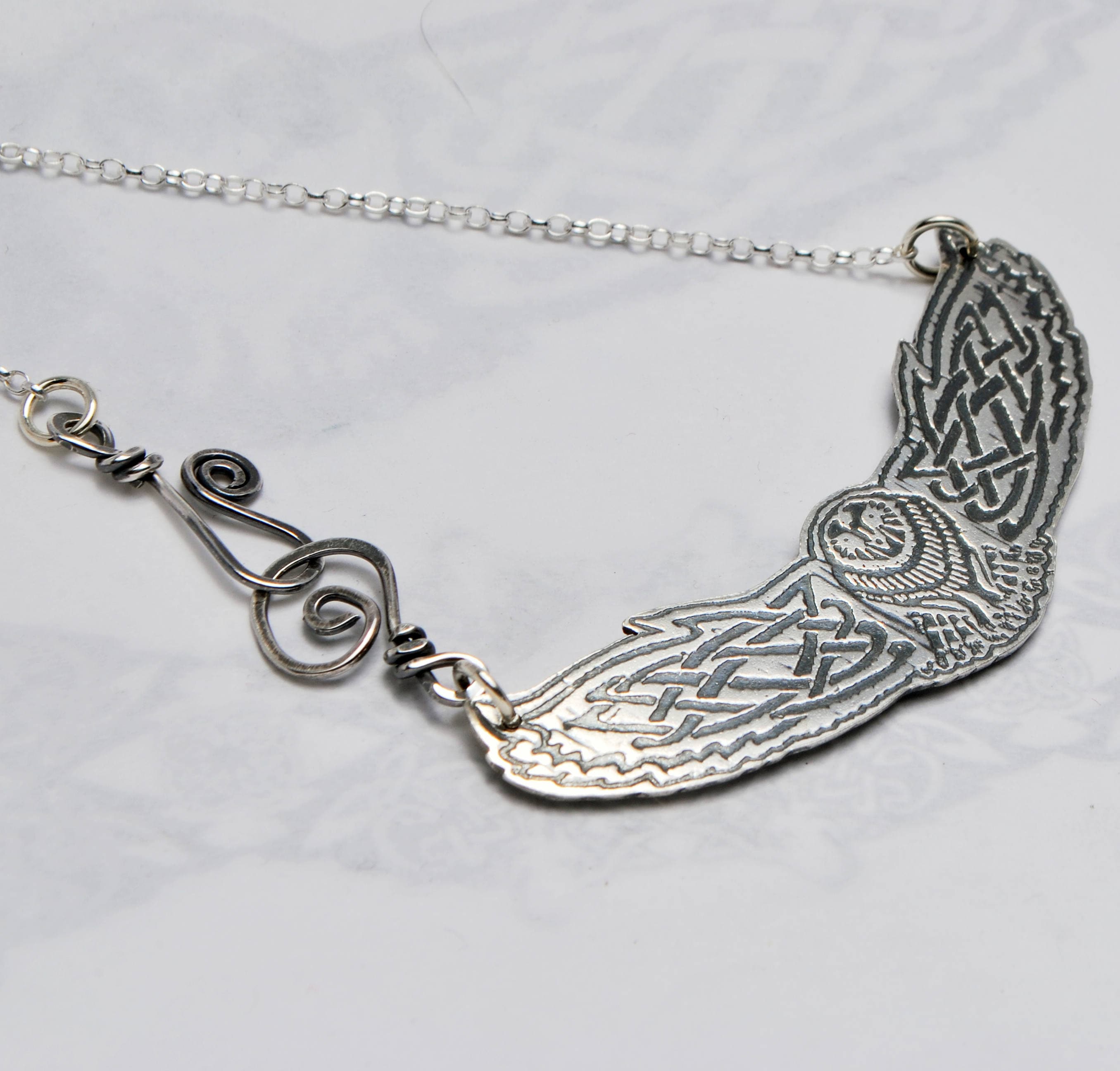 Sterling Silver Owl Pendant: Celtic Knotwork Necklace, Pagan Jewelry