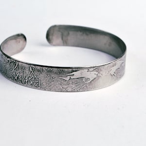 extra slim steel raven cuff, stainless steel bangle, medium surgical steel cuff