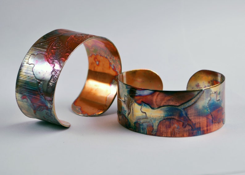 Etched Copper Cuff Bracelet Cat Bracelet Feline Bangle Etsy