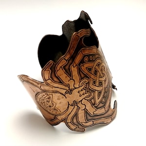Celtic Spider Copper Cuff Bracelet: Arachnid Halloween Jewelry