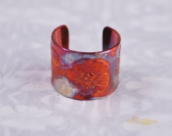 Blume Earcuff, farbige Kupfer Earcuff, geätzte Earcuff aus Kupfer