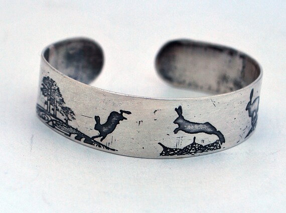 Slim Sterling Silver Running Hares Bangle Silver Hare Cuff Sterling Silver Rabbit Bracelet Etsy Canada