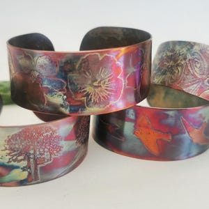 Bird on Wing, flower, tree, pattern cuff - medium size