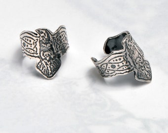 Silver raven, ear cuff, Celtic ravens jewelry, corvid cuff, norse jewelry, celtic nordic, crow earring, cuff & wrap earring, cartilage jewel