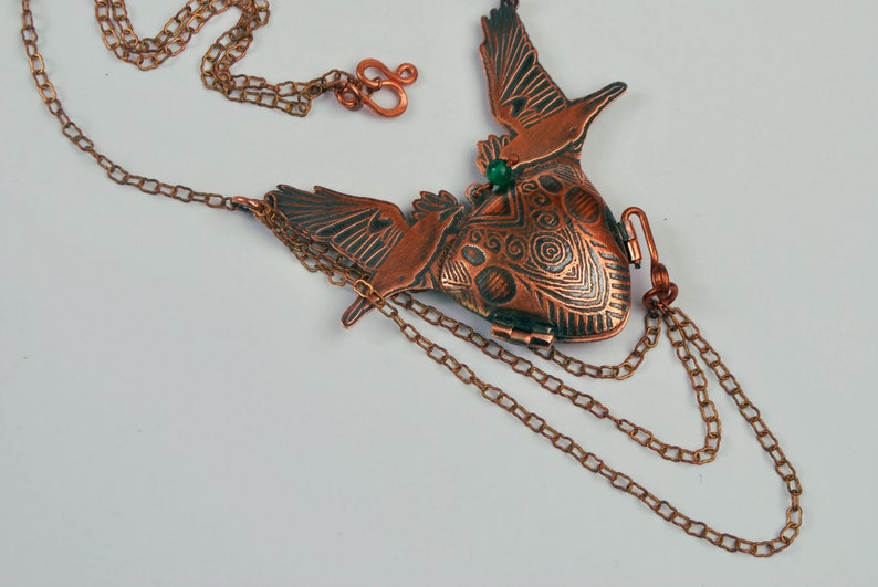 Crow Talisman Locket etched rook Copper hinged locket with Etsy