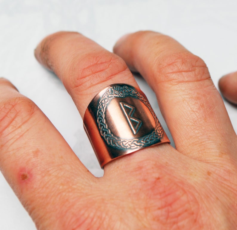 Copper Rune Rings Viking Futhark Ring Runes Shield Ring - Etsy