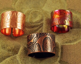 Etched Copper Pattern Ring - Adjustable size