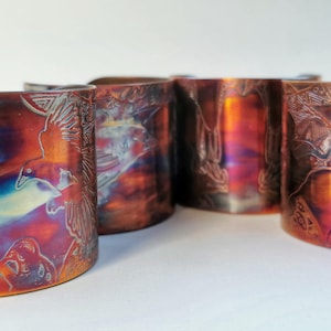 Large Copper Raven, crow, rook or magpie cuff bracelet