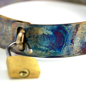 Copper Slave Collar with Art nouveau pattern and owl detail image 4