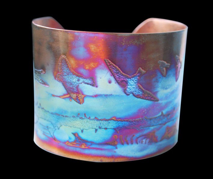 Large Copper Bird on the Wing Bangle/Cuff | Etsy