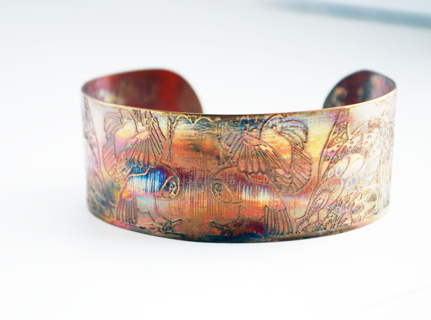 Medium coloured copper owl bangle