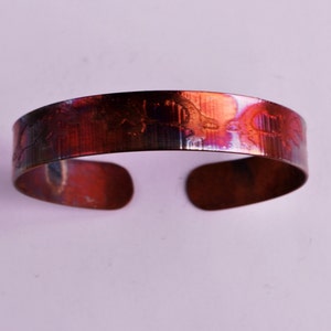 New Etched copper badger cuff bracelet, extra slim size image 2