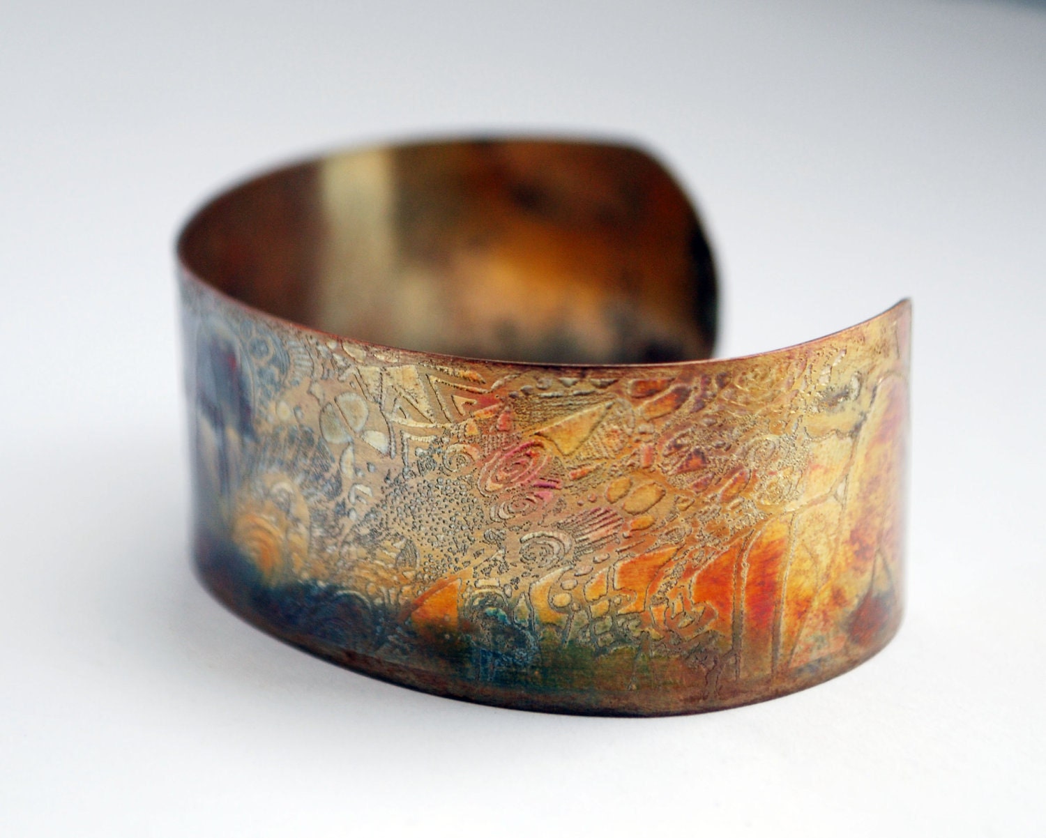 Medium Copper Floating City Cuff - Etsy