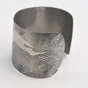 steel raven cuff, stainless steel bangle, large surgical steel cuff image 5