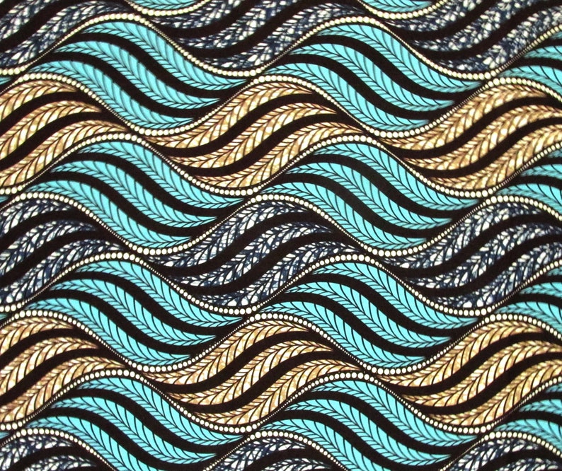 African Fabric 1//2 Yard Cotton Wax Print BLUE PINK BLACK Abstract Waves BTHY