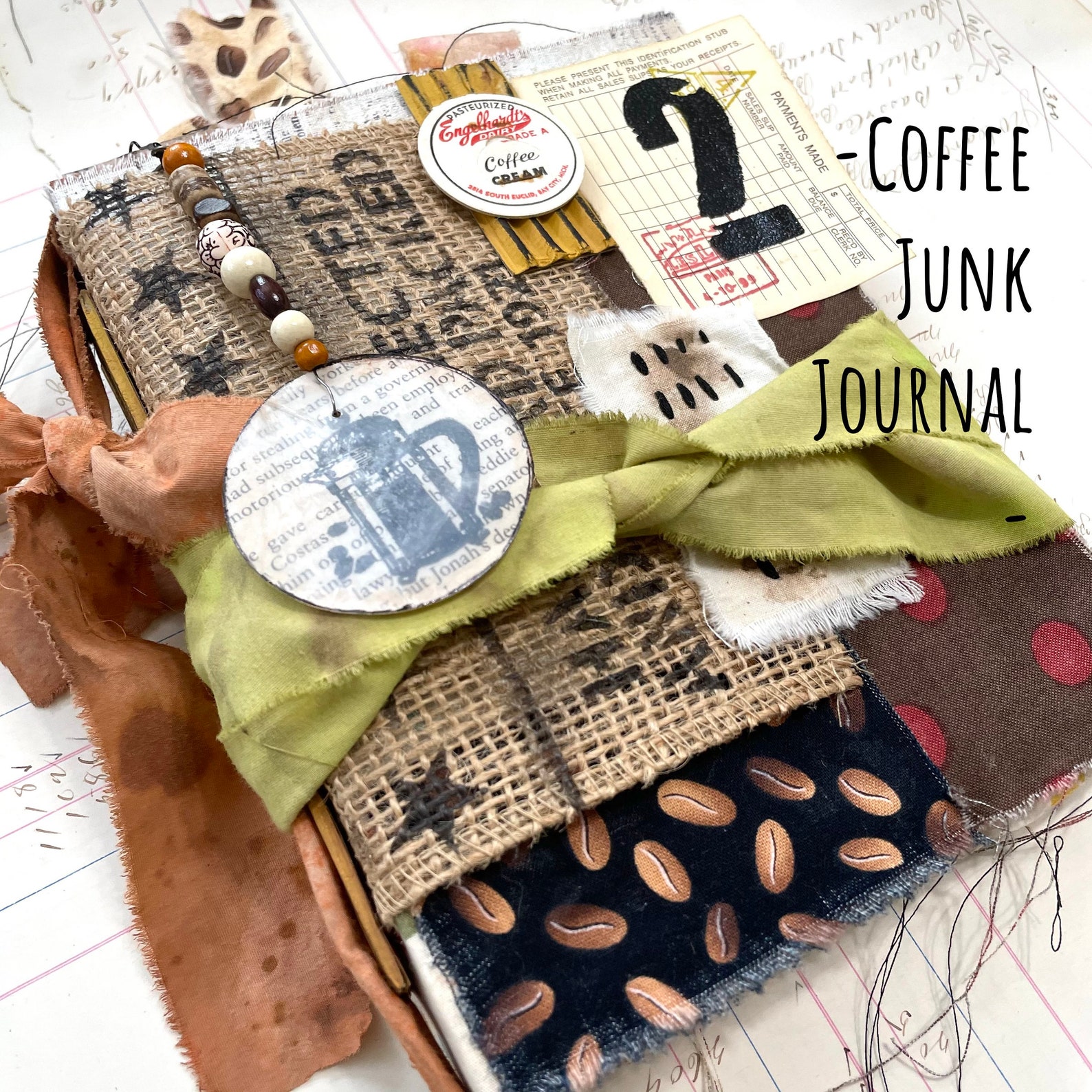 Coffee Junk Journal Coffee Ephemera, Tags, Pockets, Milk Caps, All