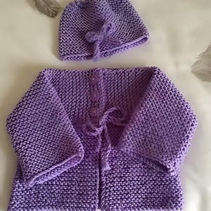 Baby Knitting Pattern PDF - Cardigan & Hat Set in Soft Superwash Merino