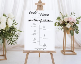Minimalist Wedding Timeline Sign Template: Editable Order of Events (Digital Download)